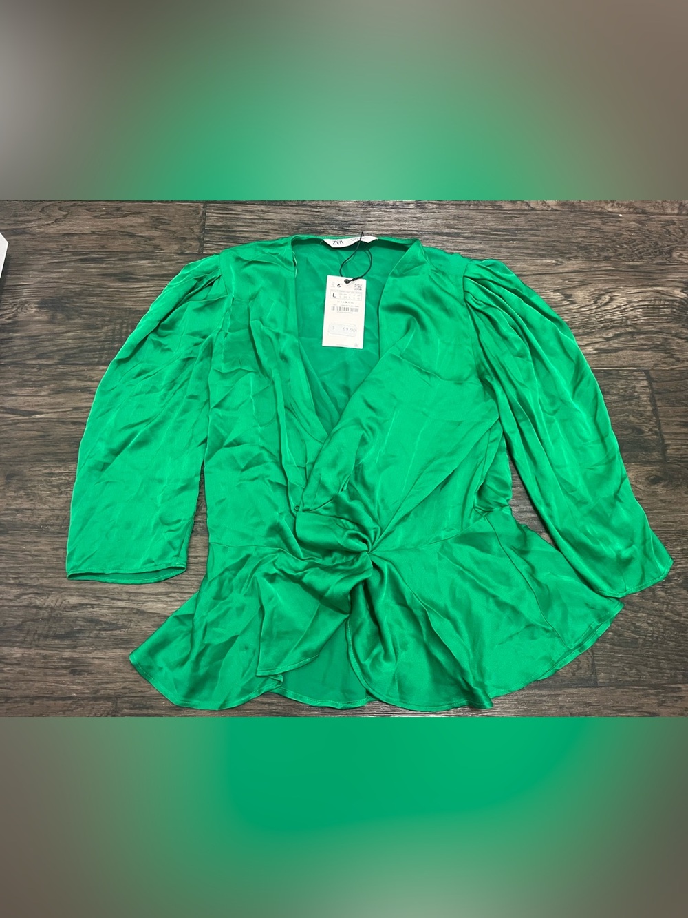 Zara Emerald Green Twist-Front Blouse